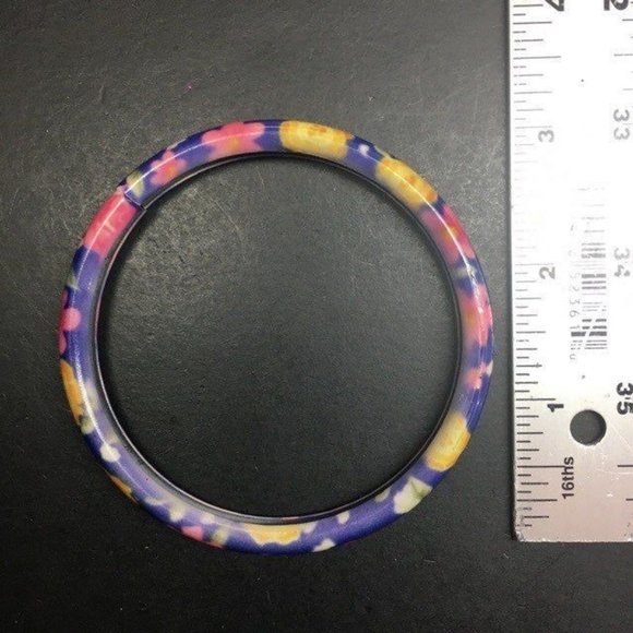 Flower Bangle Bracelet Blue Pink Yellow Orange Green Soft Girl Barbie Retro - Picture 5 of 5